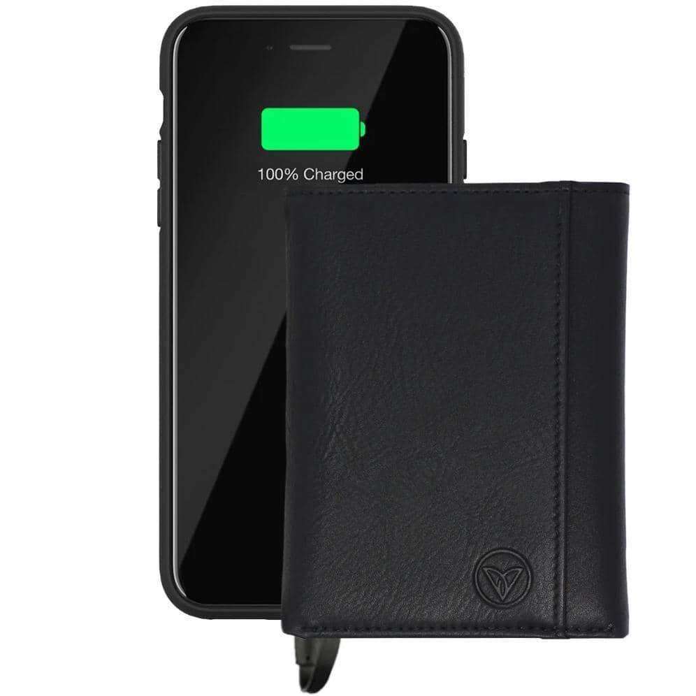 Vintage Black Tri-Fold Power Bank Wallet - Venice Design